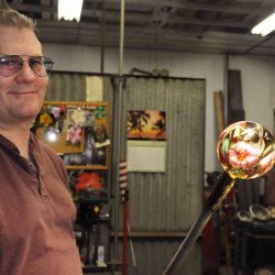 Scott with Hibiscus Paperweight